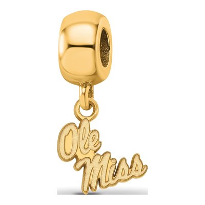 University of Mississippi Gold-Plated Sterling Silver Extra Small Ole Miss Dangle Bead