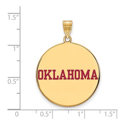 University of Oklahoma Gold-Plated Sterling Silver Extra Large Enamel Disc Pendant – view 2