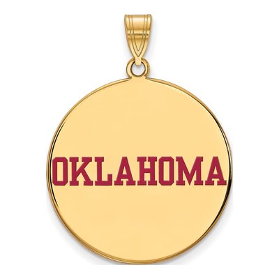 University of Oklahoma Gold-Plated Sterling Silver Extra Large Enamel Disc Pendant