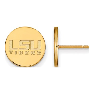 Louisiana State University Gold-Plated Sterling Silver LSU Tigers Small Disc Stud Earrings