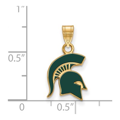 Michigan State University Gold-Plated Sterling Silver Small Spartan Pendant – view 2