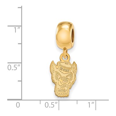 North Carolina State University Gold-Plated Sterling Silver Small NC Wolf Dangle Bead – view 3