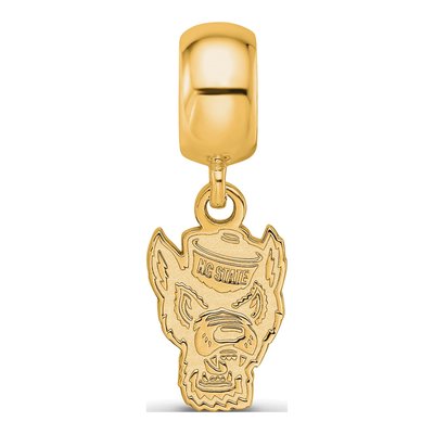 North Carolina State University Gold-Plated Sterling Silver Small NC Wolf Dangle Bead – view 4