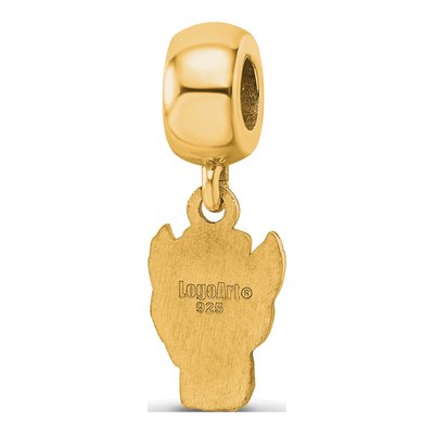 North Carolina State University Gold-Plated Sterling Silver Small NC Wolf Dangle Bead – view 5