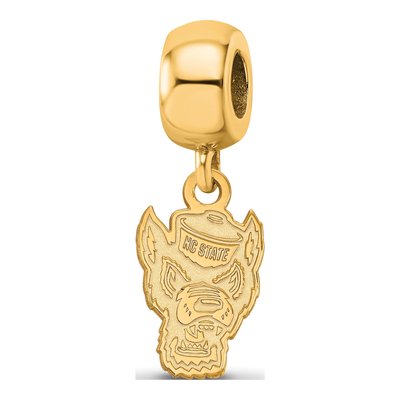 North Carolina State University Gold-Plated Sterling Silver Small NC Wolf Dangle Bead