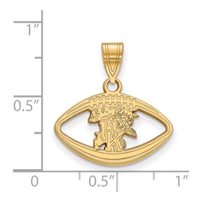 University of Kentucky Gold-Plated Sterling Silver Medium Wildcat Football Pendant – view 2