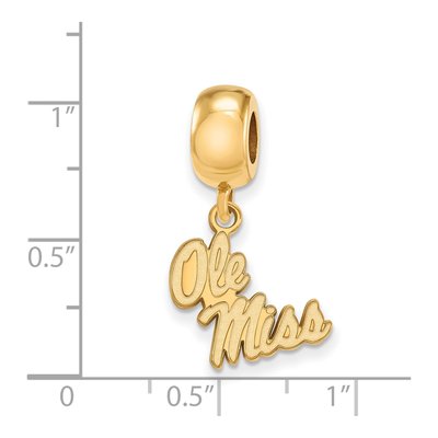 University of Mississippi Gold-Plated Sterling Silver Small Ole Miss Dangle Bead – view 2