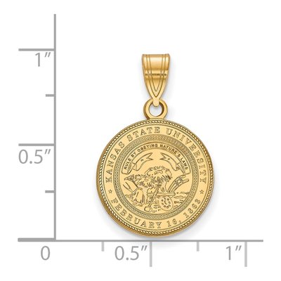 Kansas State University Gold-Plated Sterling Silver Medium Crest Pendant – view 2