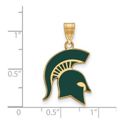 Michigan State University Gold-Plated Sterling Silver Large Spartan Pendant – view 2