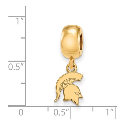 Michigan State University Gold-Plated Sterling Silver Extra Small Spartan Dangle Bead – view 3
