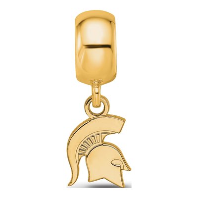 Michigan State University Gold-Plated Sterling Silver Extra Small Spartan Dangle Bead – view 4