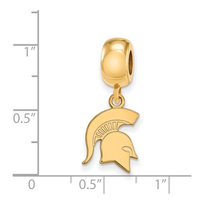 Michigan State University Gold-Plated Sterling Silver Small Spartan Dangle Bead – view 3