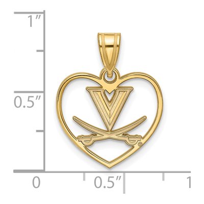 University of Virginia Gold-Plated Sterling Silver Medium UVA Heart Pendant – view 3