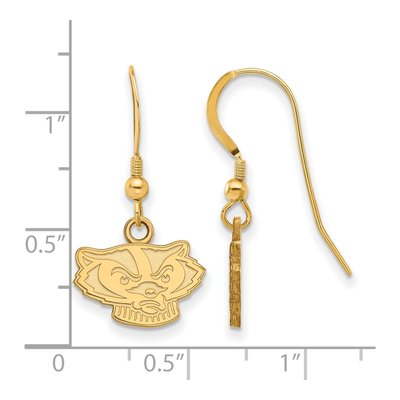 University of Wisconsin Gold-Plated Sterling Silver Badgers Wire Earrings – view 2