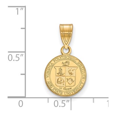 Virginia Tech Gold-Plated Sterling Silver Small Crest Pendant – view 2