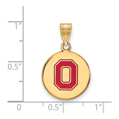 Ohio State University Gold-Plated Sterling Silver Medium Enameled Disc Letter O Pendant – view 2