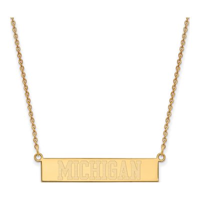 University of Michigan Gold-Plated Sterling Silver Bar Necklace