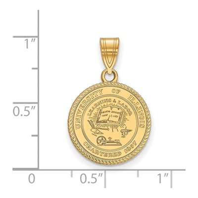 University of Illinois Gold-Plated Sterling Silver Medium Crest Pendant – view 2