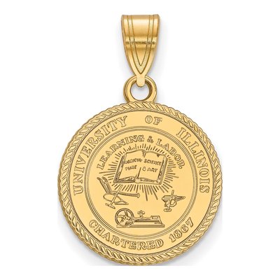 University of Illinois Gold-Plated Sterling Silver Medium Crest Pendant