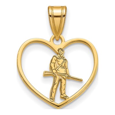 West Virginia University Gold-Plated Sterling Silver Medium WVU Mountaineers Heart Pendant