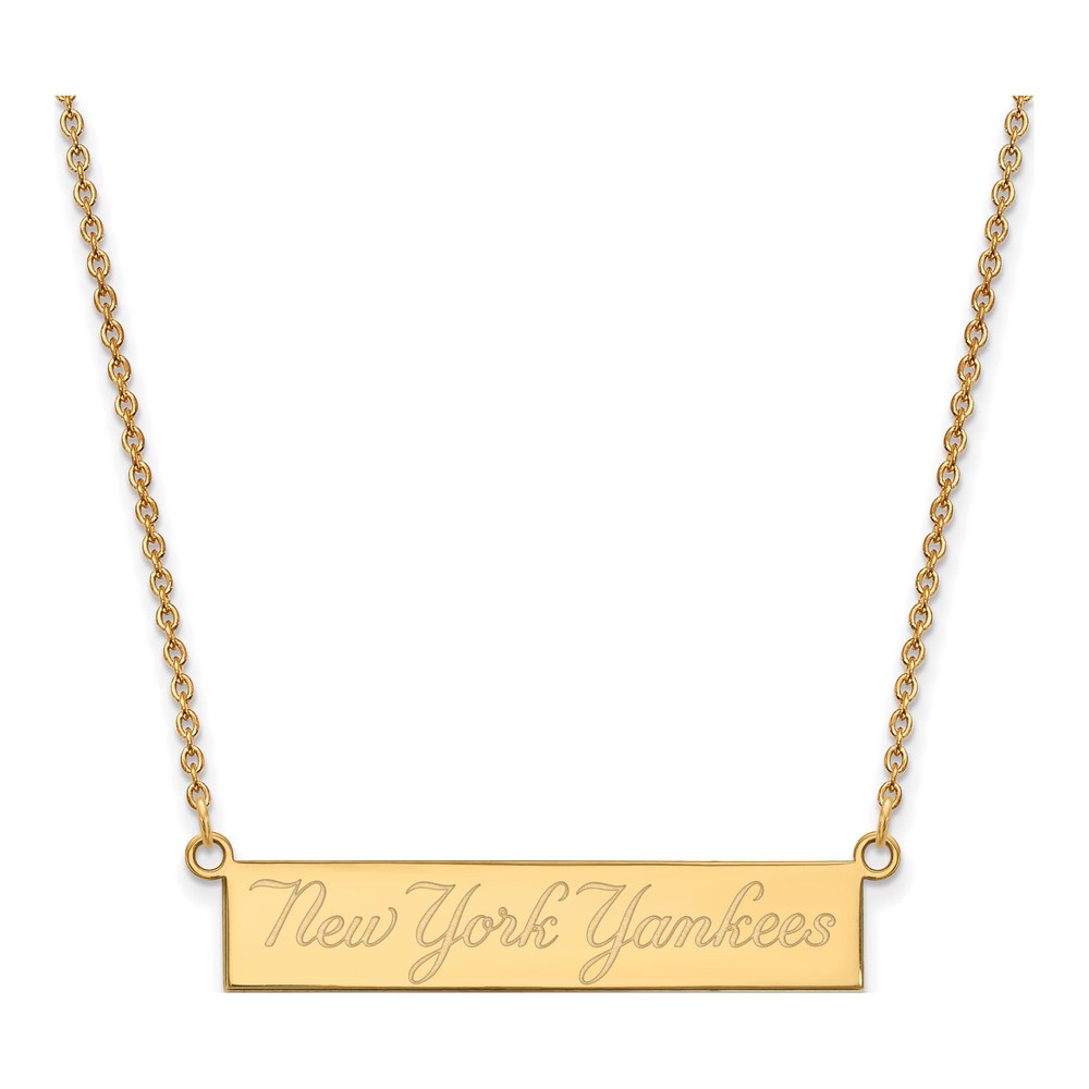 New York Yankees Gold-Plated Sterling Silver NY Bar Necklace