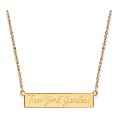 New York Yankees Gold-Plated Sterling Silver NY Bar Necklace