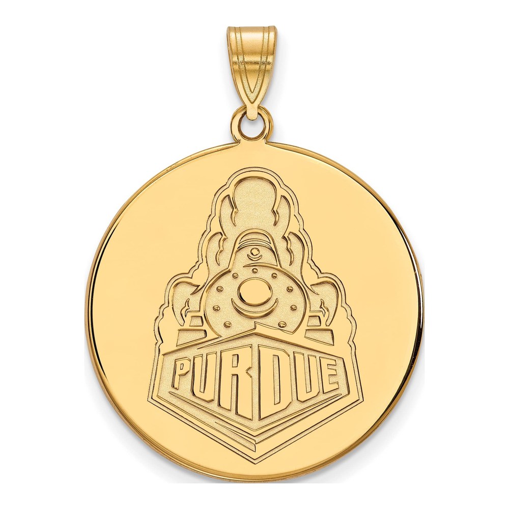 Sterling Silver Gold-Plated Logoart Purdue University Boilermakers Train Logo Extra Large Disc Pendant