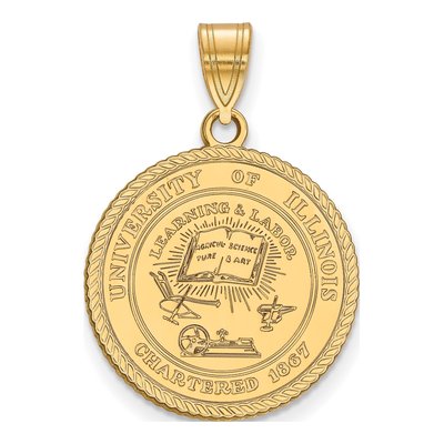 University of Illinois Gold-Plated Sterling Silver Large Crest Pendant