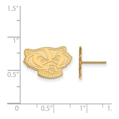 University of Wisconsin Gold-Plated Sterling Silver Badger Stud Earrings – view 2