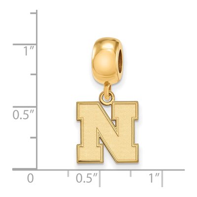 University of Nebraska Gold-Plated Sterling Silver Small Letter N Dangle Bead – view 3