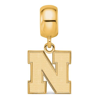 University of Nebraska Gold-Plated Sterling Silver Small Letter N Dangle Bead – view 4