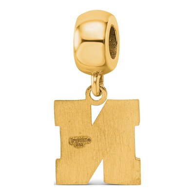 University of Nebraska Gold-Plated Sterling Silver Small Letter N Dangle Bead – view 5