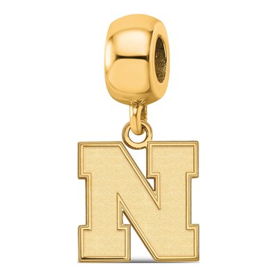 University of Nebraska Gold-Plated Sterling Silver Small Letter N Dangle Bead