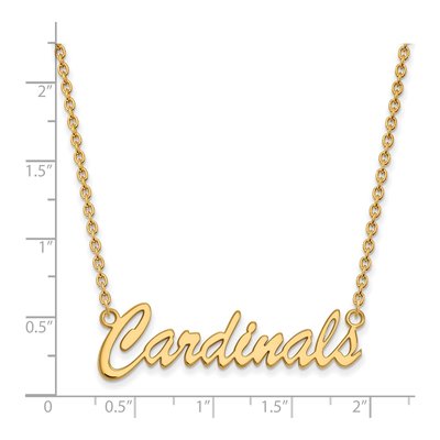University of Louisville Gold-Plated Sterling Silver Medium Cardinals Script Necklace – view 2