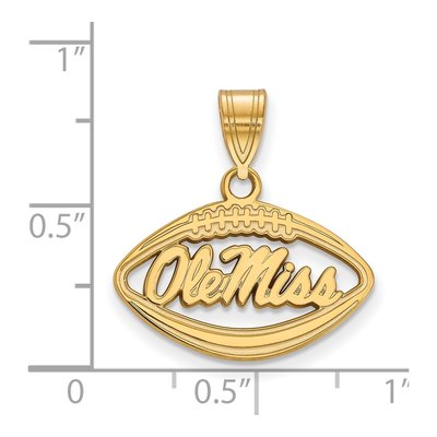 University of Mississippi Gold-Plated Sterling Silver Medium Ole Miss Football Pendant – view 2