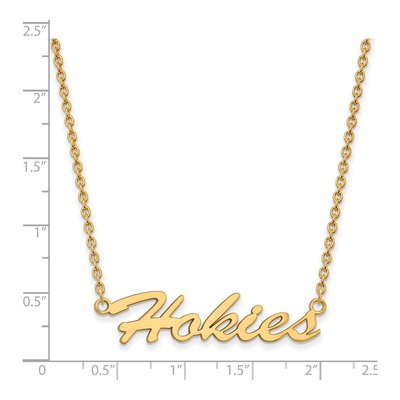 Virginia Tech Gold-Plated Sterling Silver Medium Hokies Script Pendant Necklace – view 2