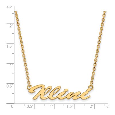 University of Illinois Gold-Plated Sterling Silver Medium Illini Script Pendant Necklace – view 2