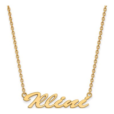 University of Illinois Gold-Plated Sterling Silver Medium Illini Script Pendant Necklace