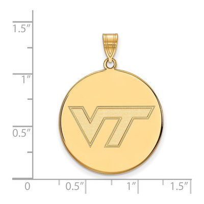 Virginia Tech Gold-Plated Sterling Silver Extra Large Disc Pendant – view 2