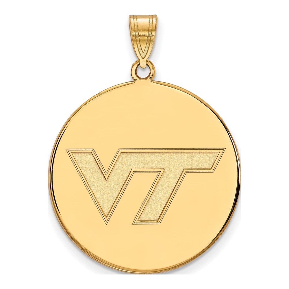 Sterling Silver Gold-Plated Logoart Virginia Tech V-T Extra Large Disc Pendant