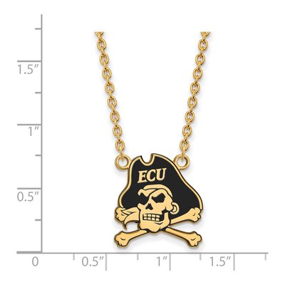 East Carolina University Gold-Plated Sterling Silver Large ECU Pirates Necklace – view 2