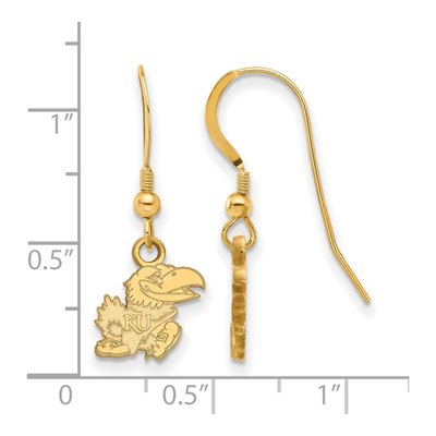 University of Kansas Gold-Plated Sterling Silver Jayhawk Extra Small Earrings – view 2