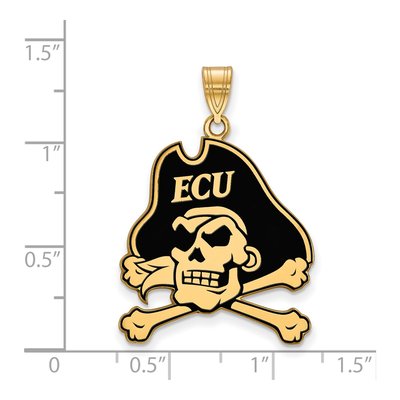 East Carolina University Gold-Plated Sterling Silver Extra Large Pirates Enamel Pendant – view 2