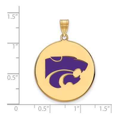 Kansas State University Gold-Plated Sterling Silver Wildcat Extra Large Disc Pendant – view 2