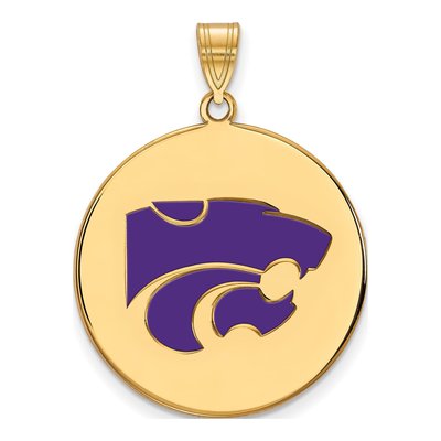 Kansas State University Gold-Plated Sterling Silver Wildcat Extra Large Disc Pendant