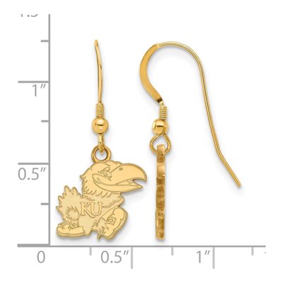 University of Kansas Gold-Plated Sterling Silver Jayhawk Earrings – view 2