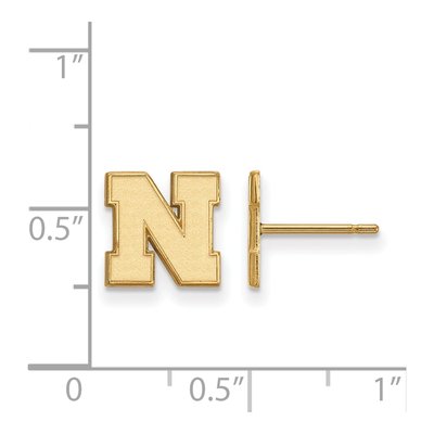 University of Nebraska Gold-Plated Sterling Silver Letter N Stud Earrings – view 2