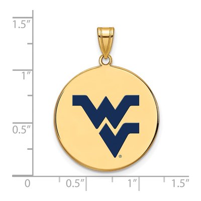 West Virginia University Gold-Plated Sterling Silver Large Enameled Disc Pendant – view 2