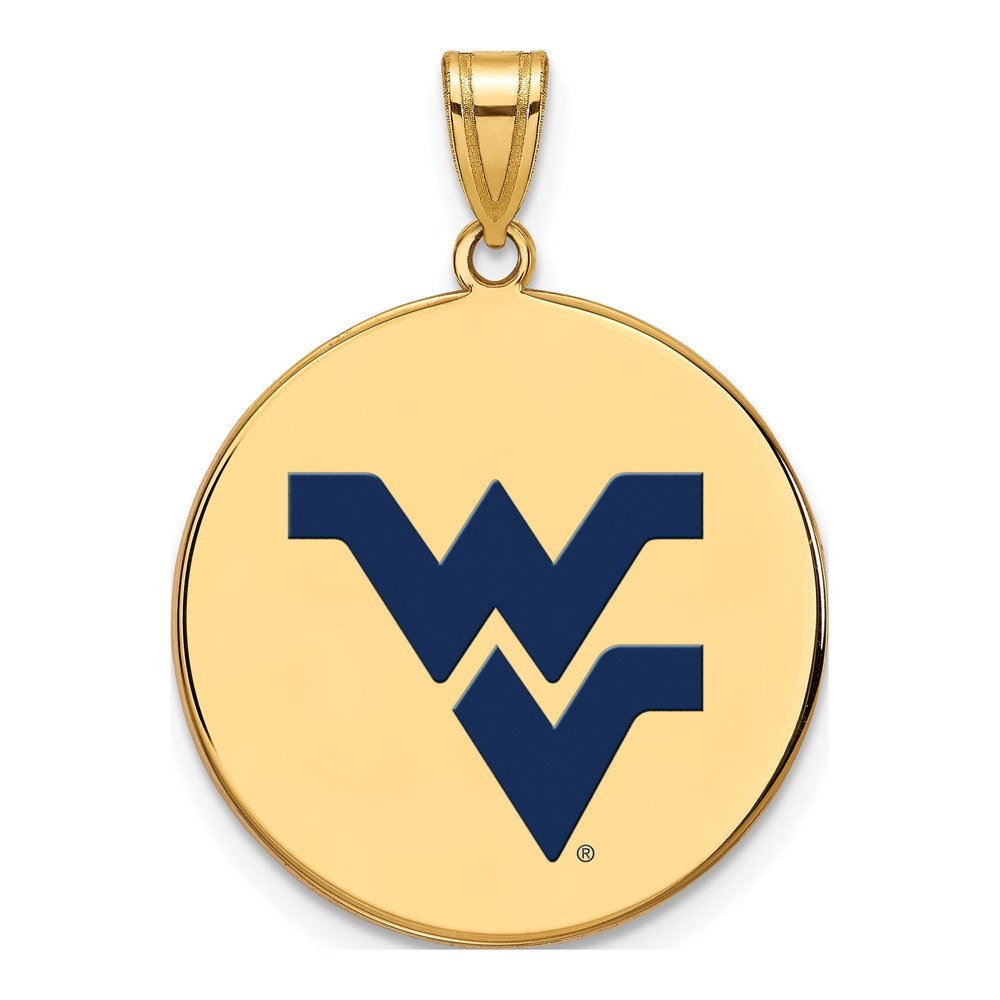 West Virginia University Gold-Plated Sterling Silver Large Enameled Disc Pendant