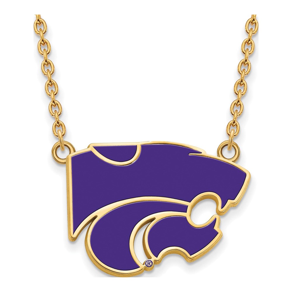 Kansas State University Gold-Plated Sterling Silver Large Wildcat Pendant Necklace